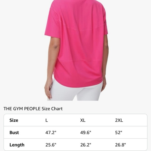 The Gym People Hot Pink Workout T-Shirt, XXL - Picture 3 of 6
